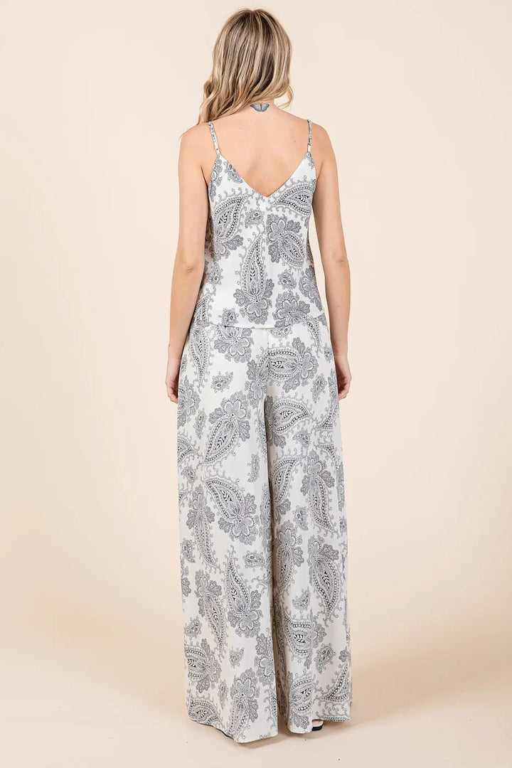 Cream/Black Mittoshop Paisley Print Cami And Pants Set