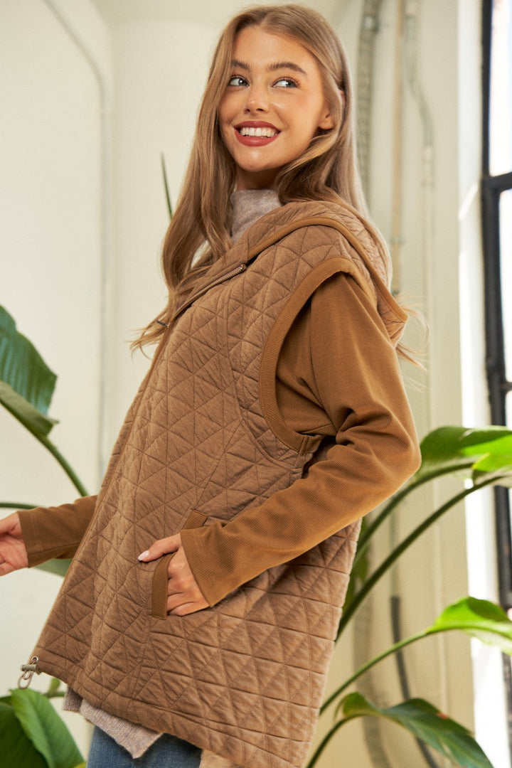 Solid Long Sleeve Zipper Front Hoodie Jacket | Anekay