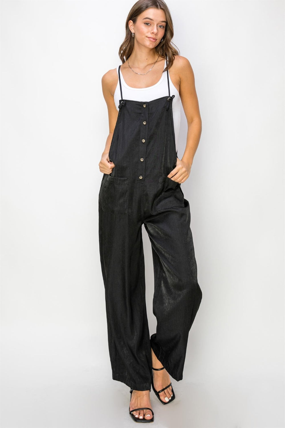 Hyfve Half Button Sleeveless Straight Jumpsuit