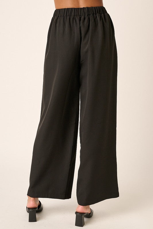Black Mittoshop Inverted Pleat Detail Wide Leg Pants