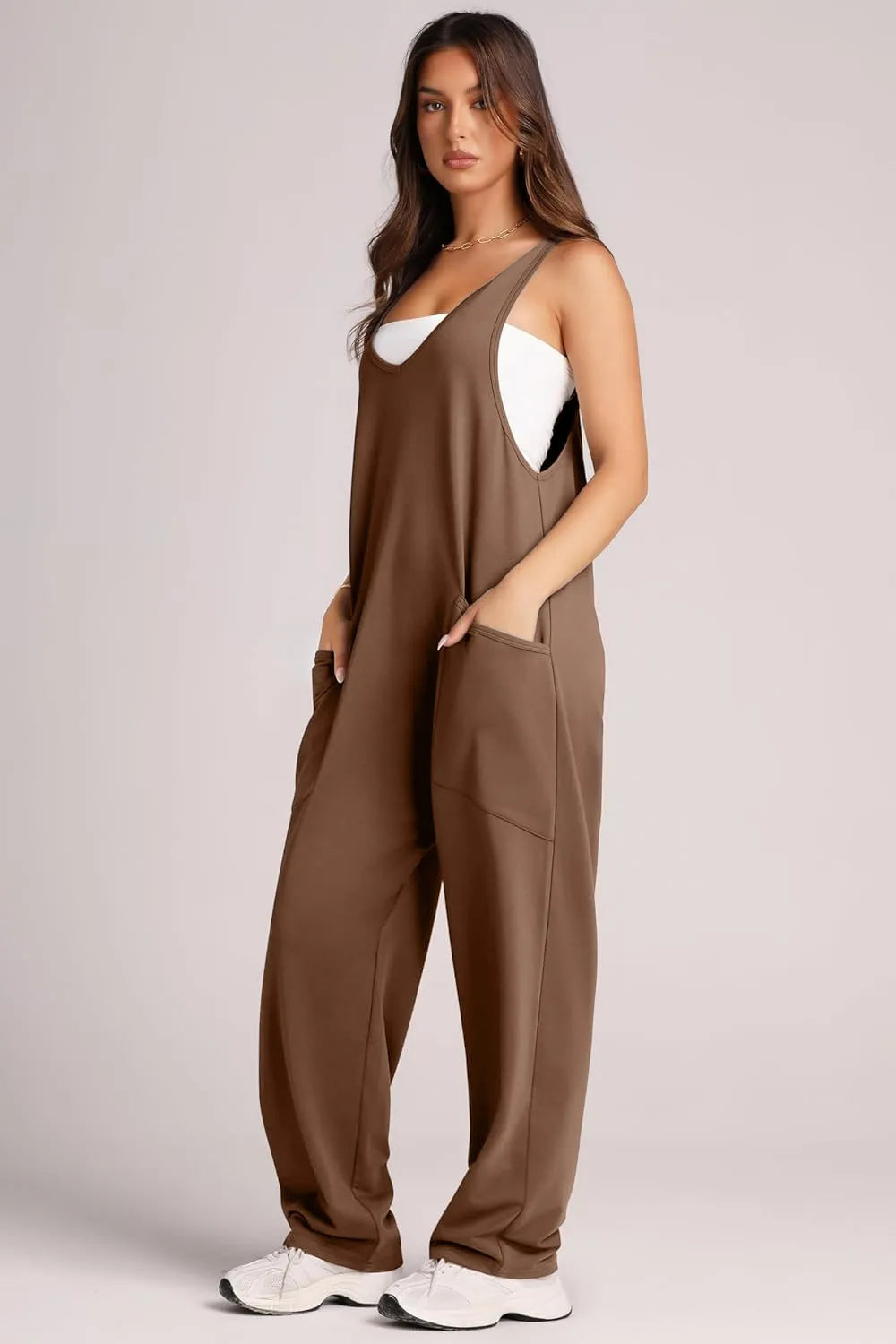 Sage Lovelet Wide Strap Jumpsuit With Pockets