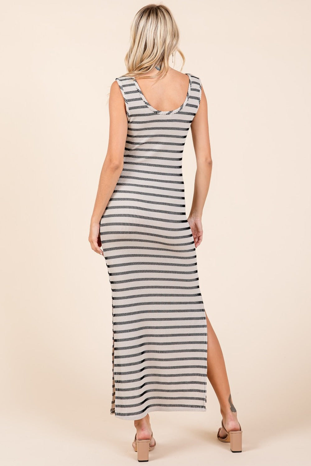 Ivory Mittoshop Striped Scoop Neck Sleeveless Maxi Dress