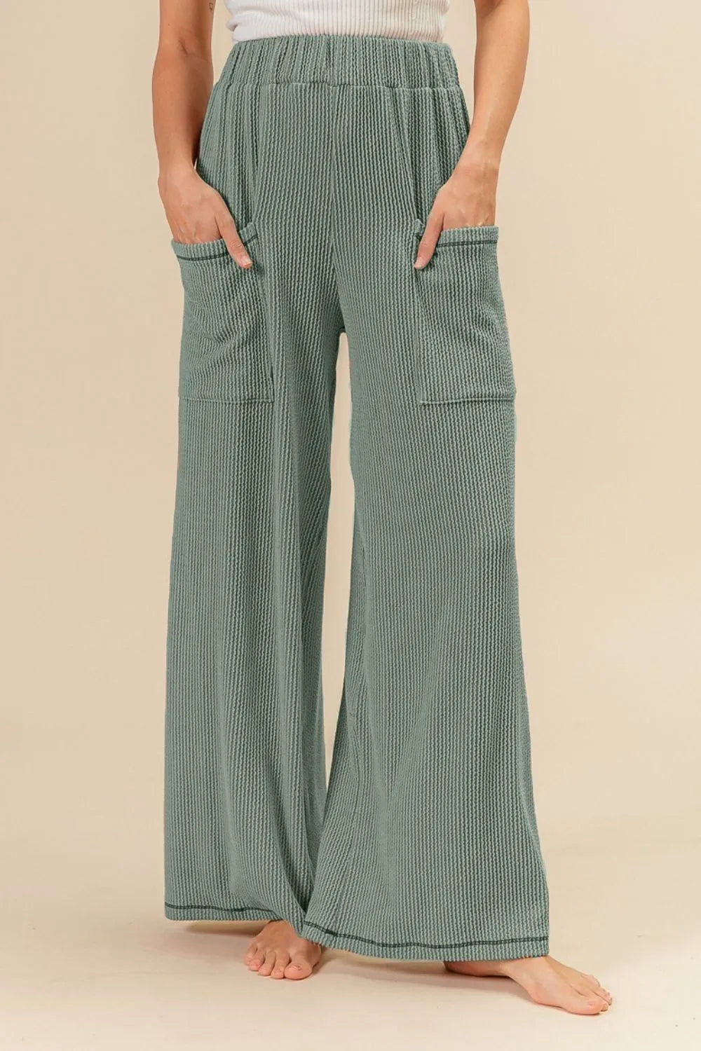 Dk Sage Bibi 2Tone Cord Rib Waist Band Side Pocket Pants