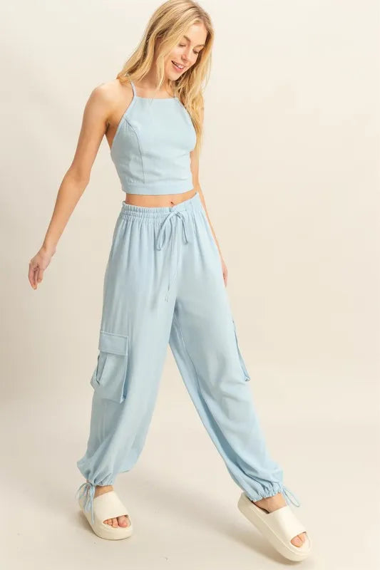 L.Blue Hyfve Crop Top And Cargo Pants Set 2