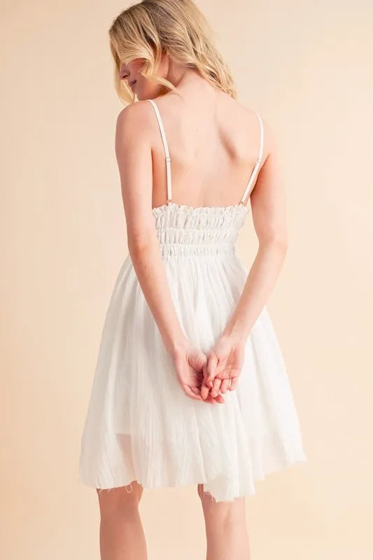 White Aemi Co Lace Detail Mini Cami Dress 1