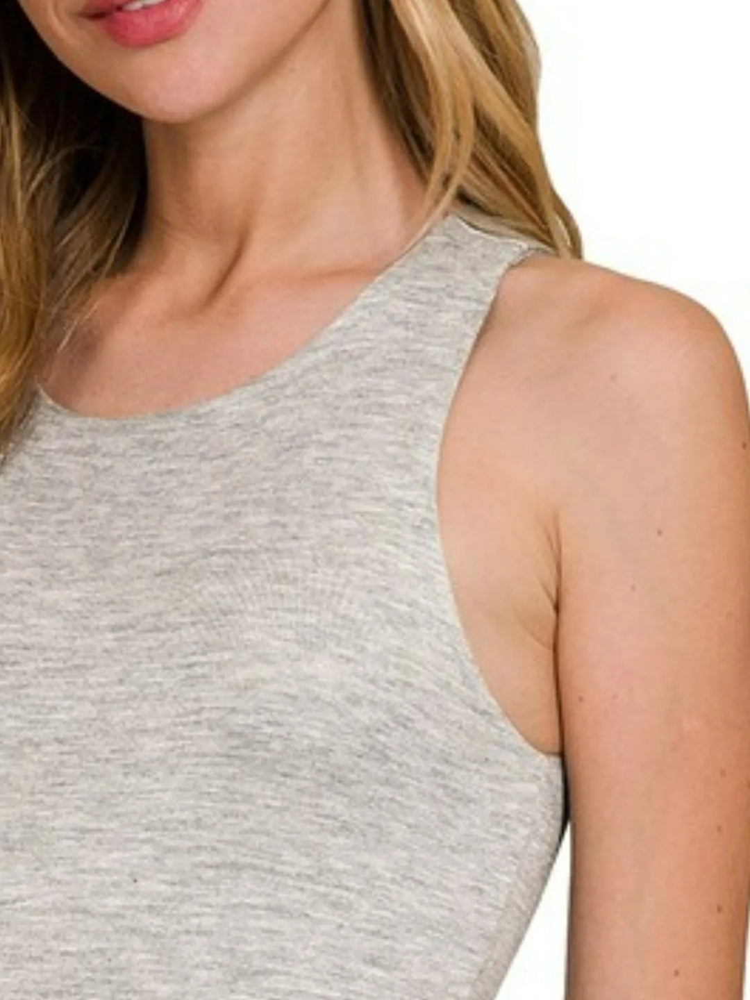 H Grey Zenana Premium Rayon Double Layered Round Neck Tank Top