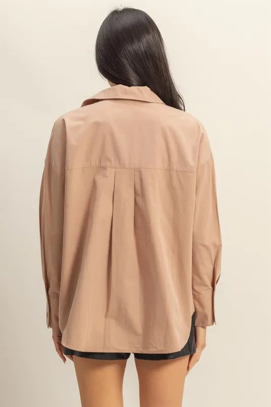 Tan Hyfve Button Down Long Sleeve Shirt
