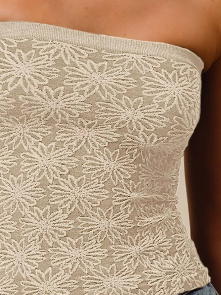 So Me Jacquard Floral Two Tone Seamless Tube Top 2