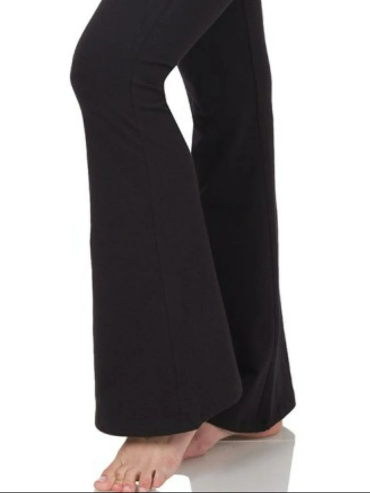 Black Zenana Wide Waistband Yoga Flare Pants