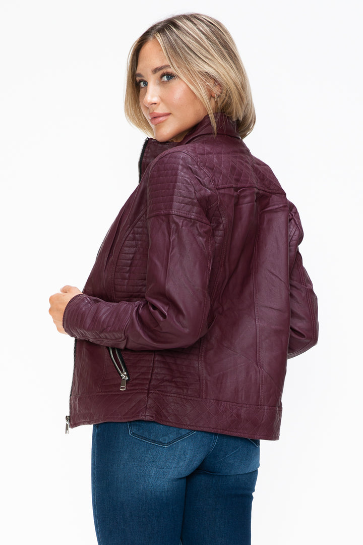 Ymi Faux Layered Double Zipper Jacket With Fuzzy Hood 1