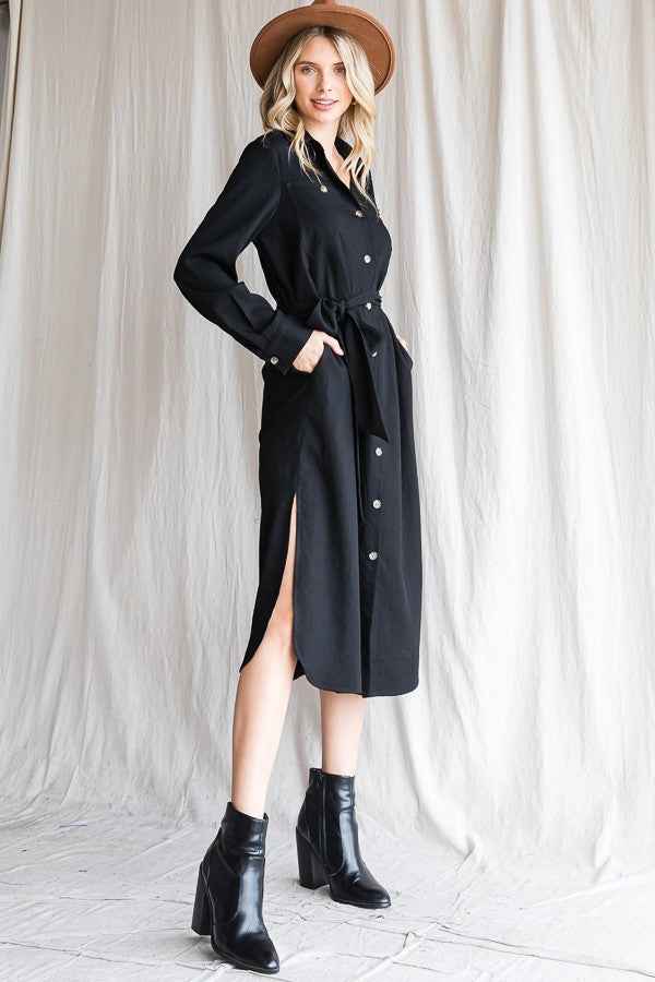 Button Down Shirt Long Dress Plus 30 545P
