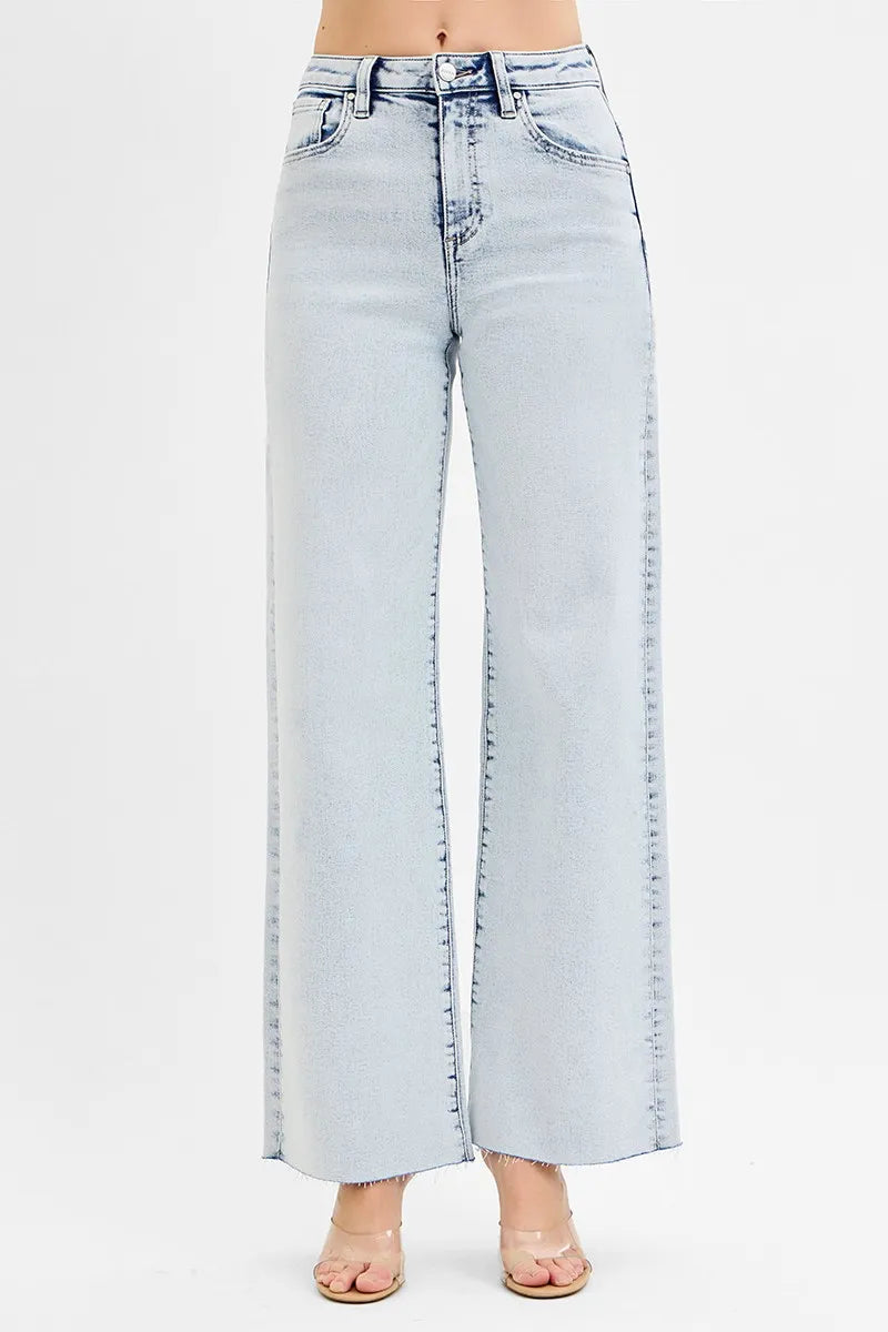 Light Risen Full Size High Rise Wide Leg Jeans Plus Size