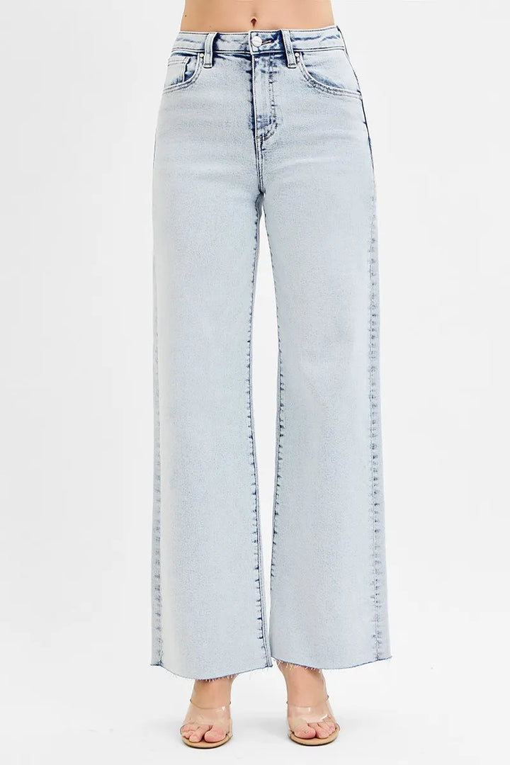 Light Risen Full Size High Rise Wide Leg Jeans Plus Size