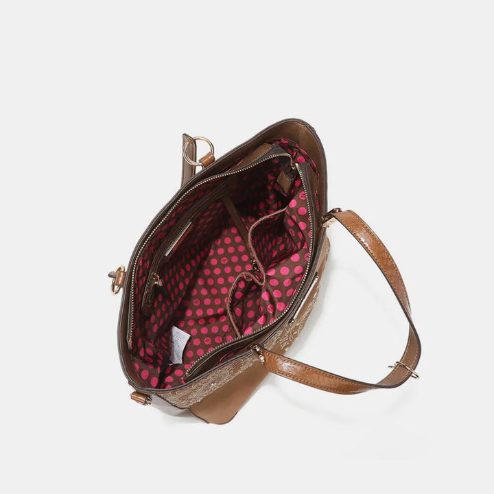 Nicole Lee Usa Metallic Stitching Embroidery Inlaid Rhinestone Tote Bag
