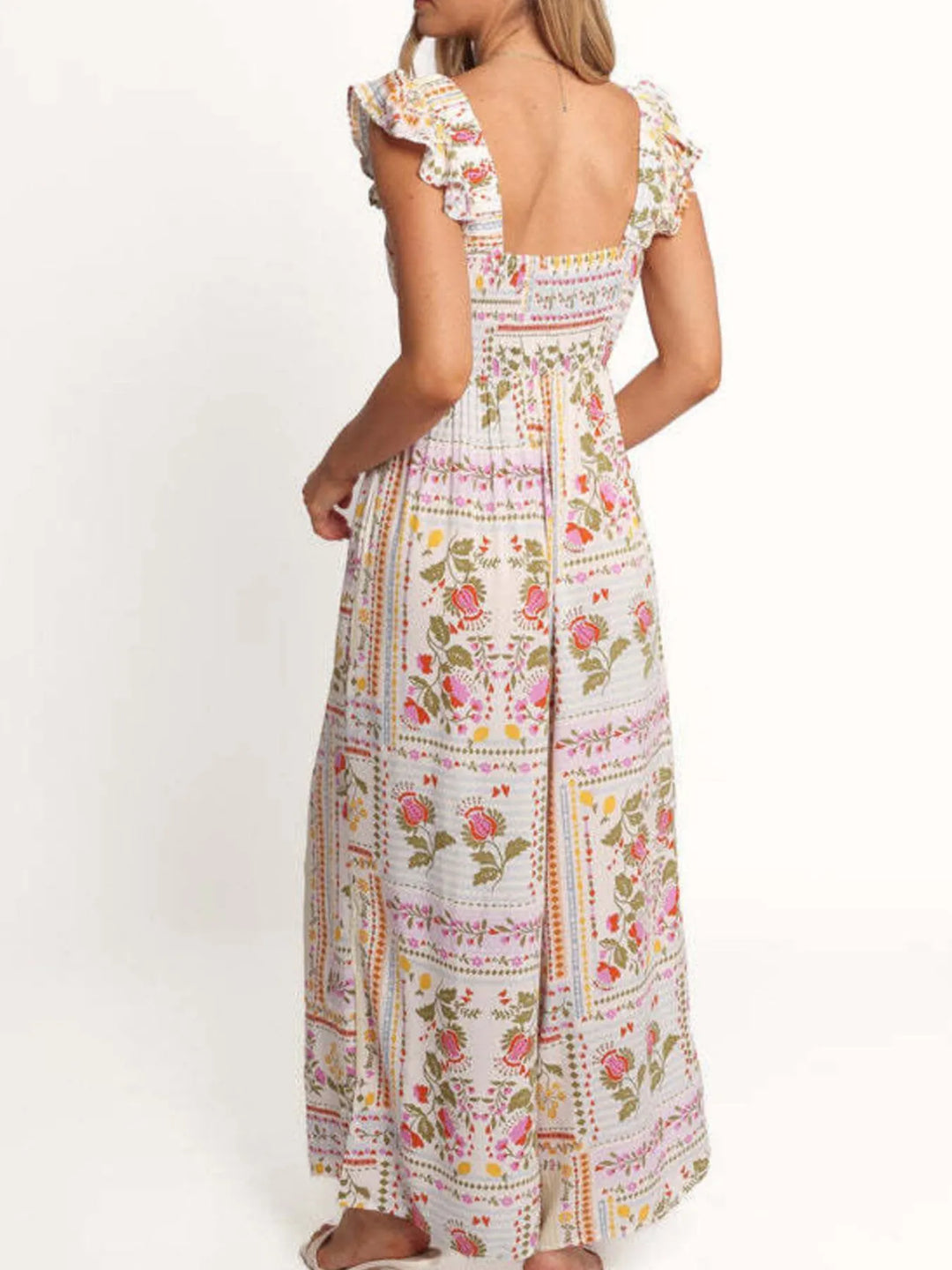 Floral Print Ruffle Strap Jumpsuit