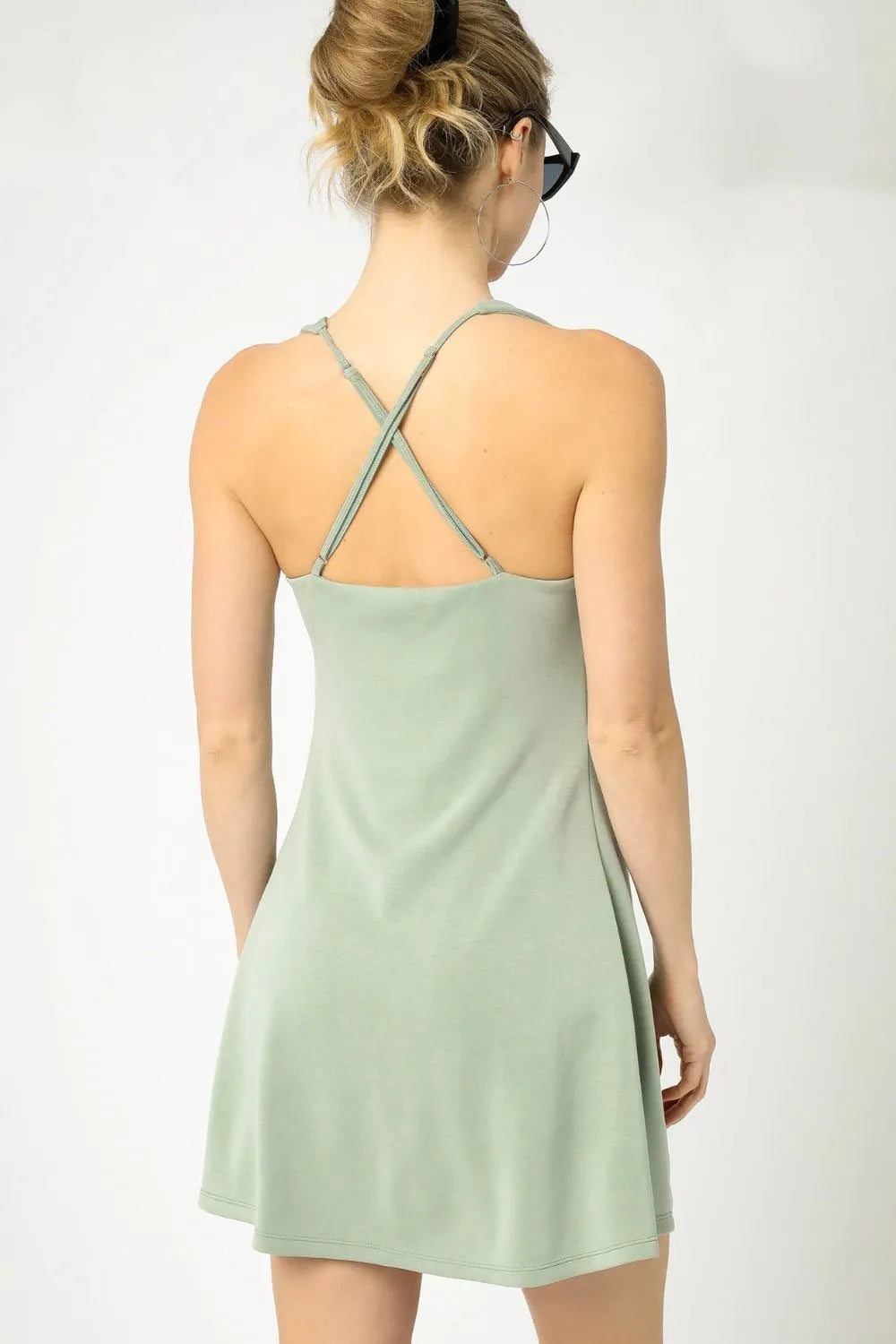 Sage Umgee Crisscross Square Neck Active Dress