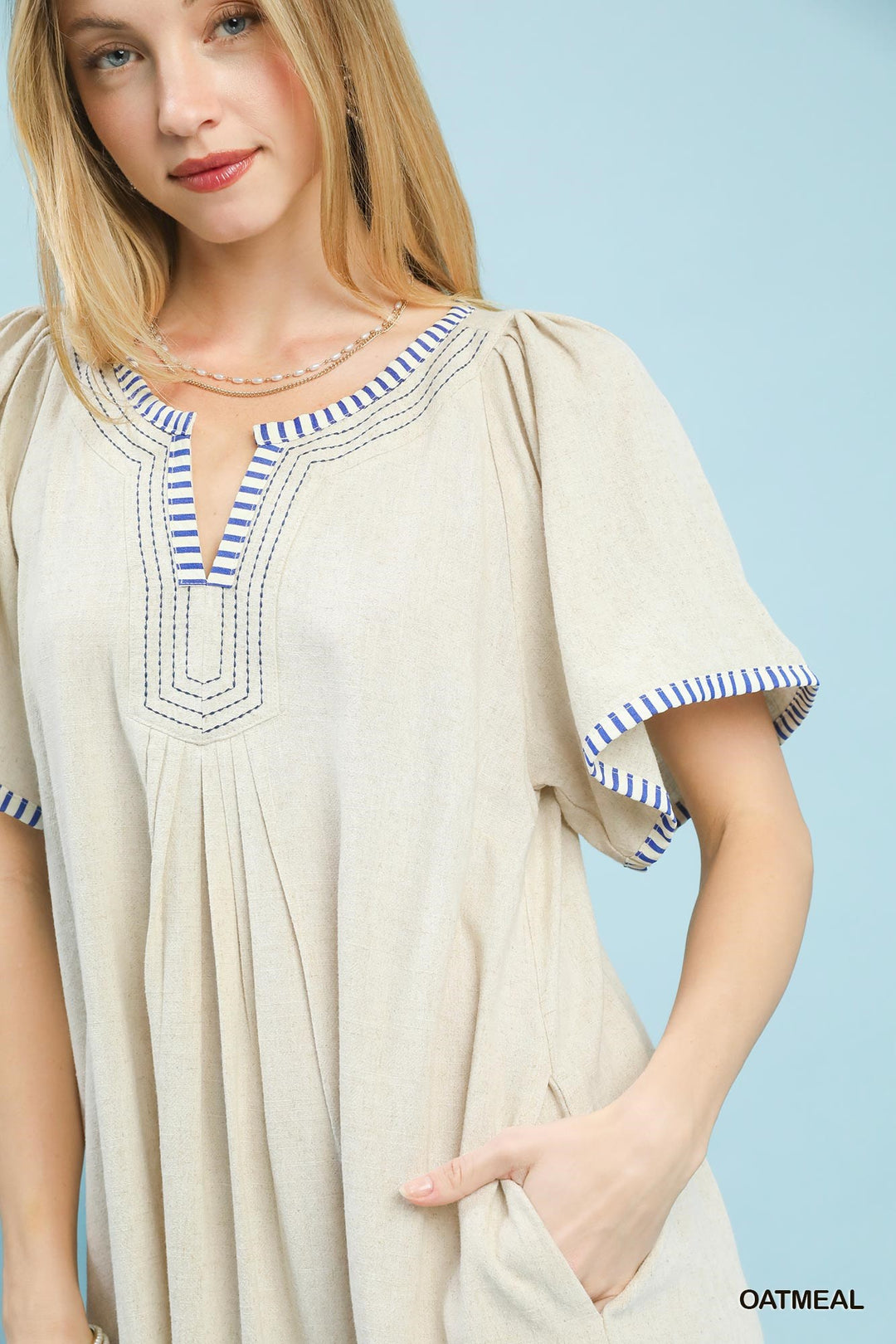 Umgee Linen Trim Tunic Dress 2