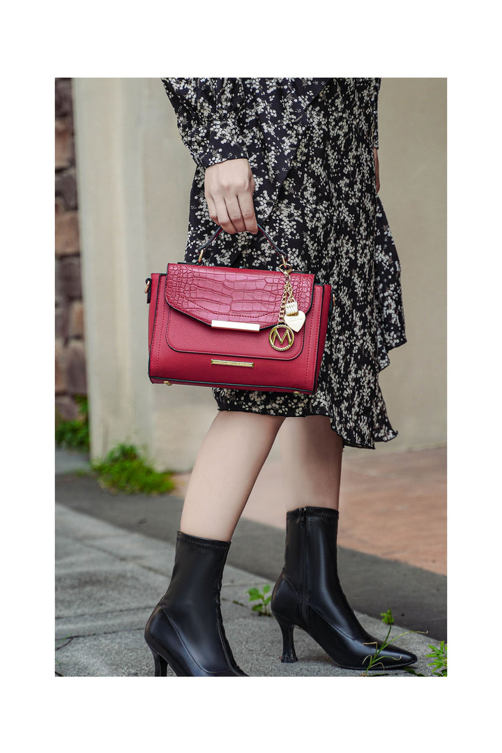 Black Mkf Collection Sylvie Croco Embossed Shoulder Mia