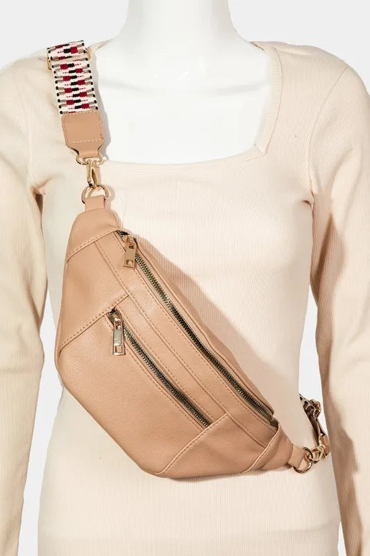 Ivory Fame Pu Leather Crossbody Bag With Removable Strap