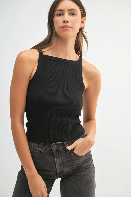 Black Mable Ribbed Knit Tank