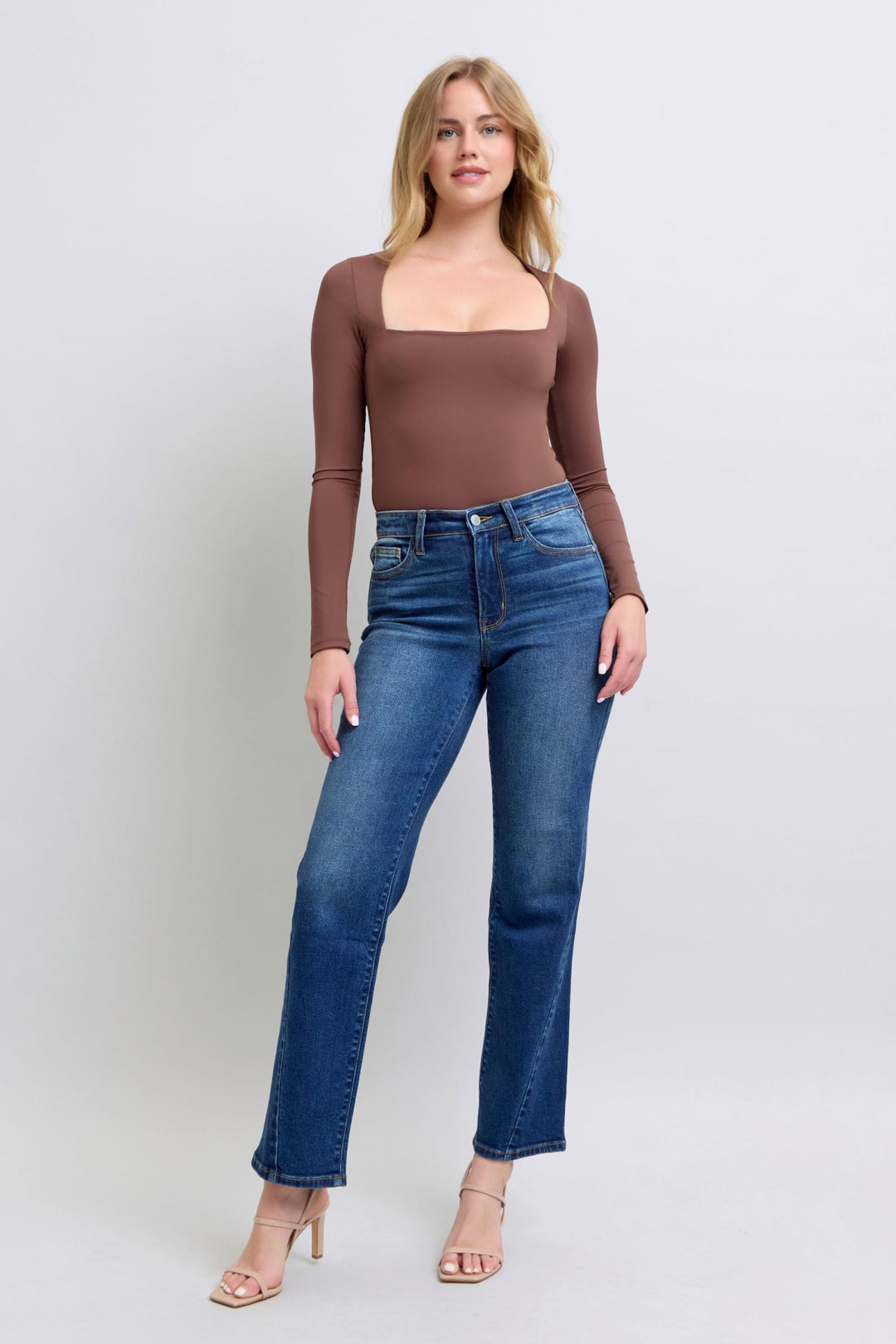 Medium Judy Blue Full Size Side Seam Detail Straight Jeans With Pockets
