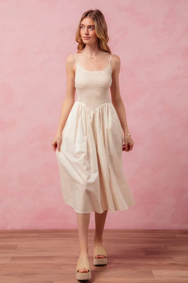 So Me Smocked Sleeveless Casual Everyday Dress With Slit 1
