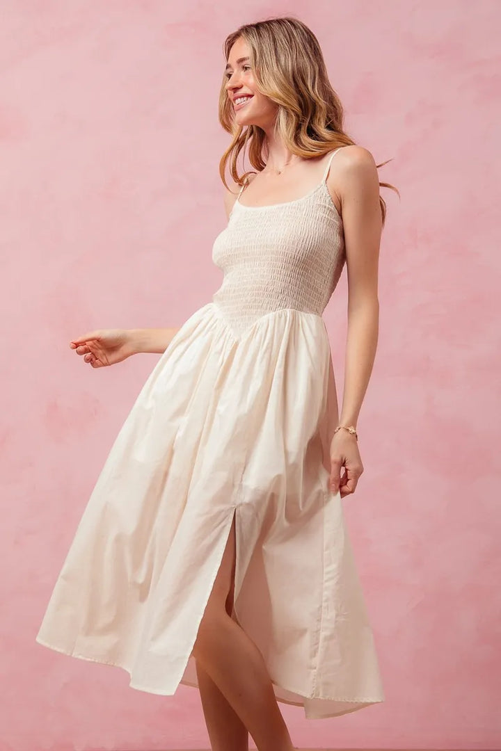 So Me Smocked Sleeveless Casual Everyday Dress With Slit 1