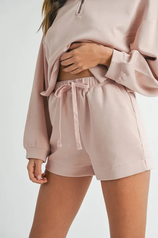 Mable Half Zip Sweatshirt And Shorts Set