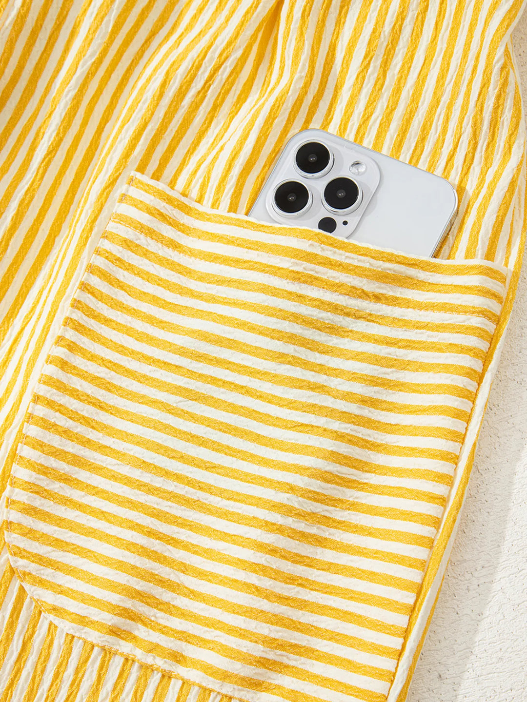 Stripe Shoulder Tie Smocked Back Casual Romper