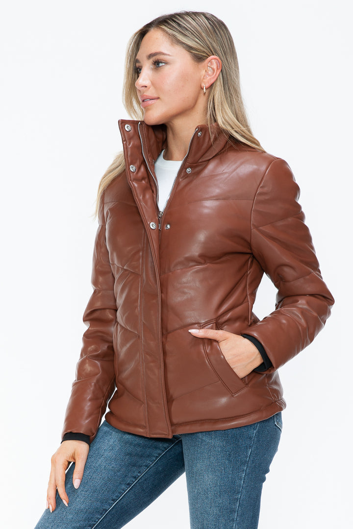 Snobbish Pocketed Zip Up Turtleneck Puffer Jacket 1