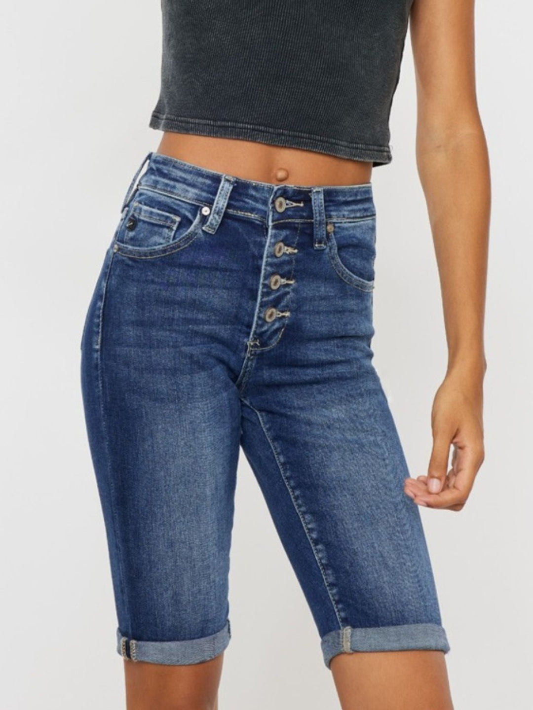 Medium Kancan Full Size Cats Whiskers Button Fly Denim Shorts