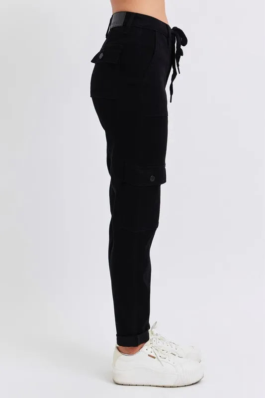 Bk Judy Blue Full Size High Waist Cargo Cuffed Jogger Plus Size