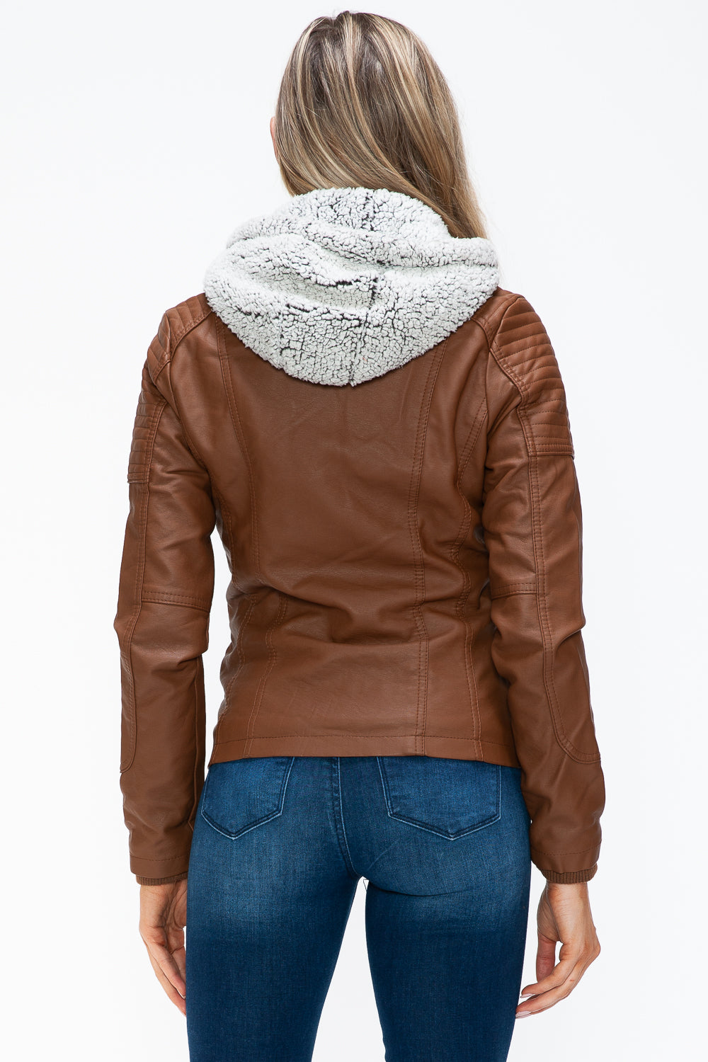 Rust Ymi Removable Faux Layered Multi Pocket Jacket With Fuzzy Hood 2