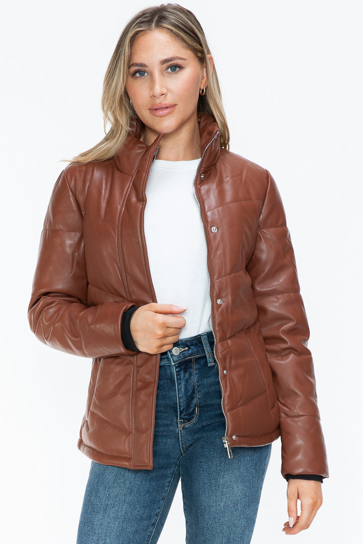 Brandy Snobbish Pocketed Zip Up Turtleneck Puffer Jacket 1