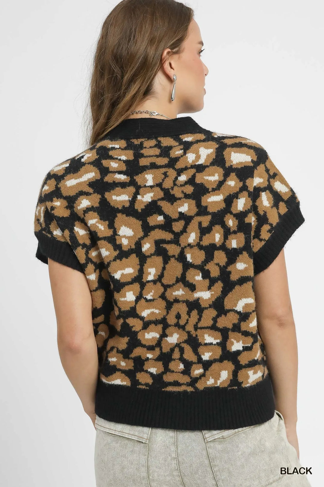 Umgee Leopard Button Down Short Sleeve Cardigan 1