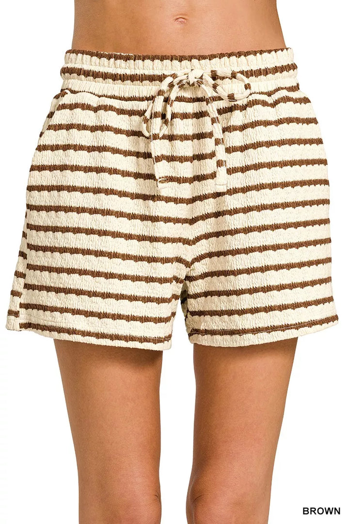 Zenana Striped Short Sleeve Tee Shorts Set