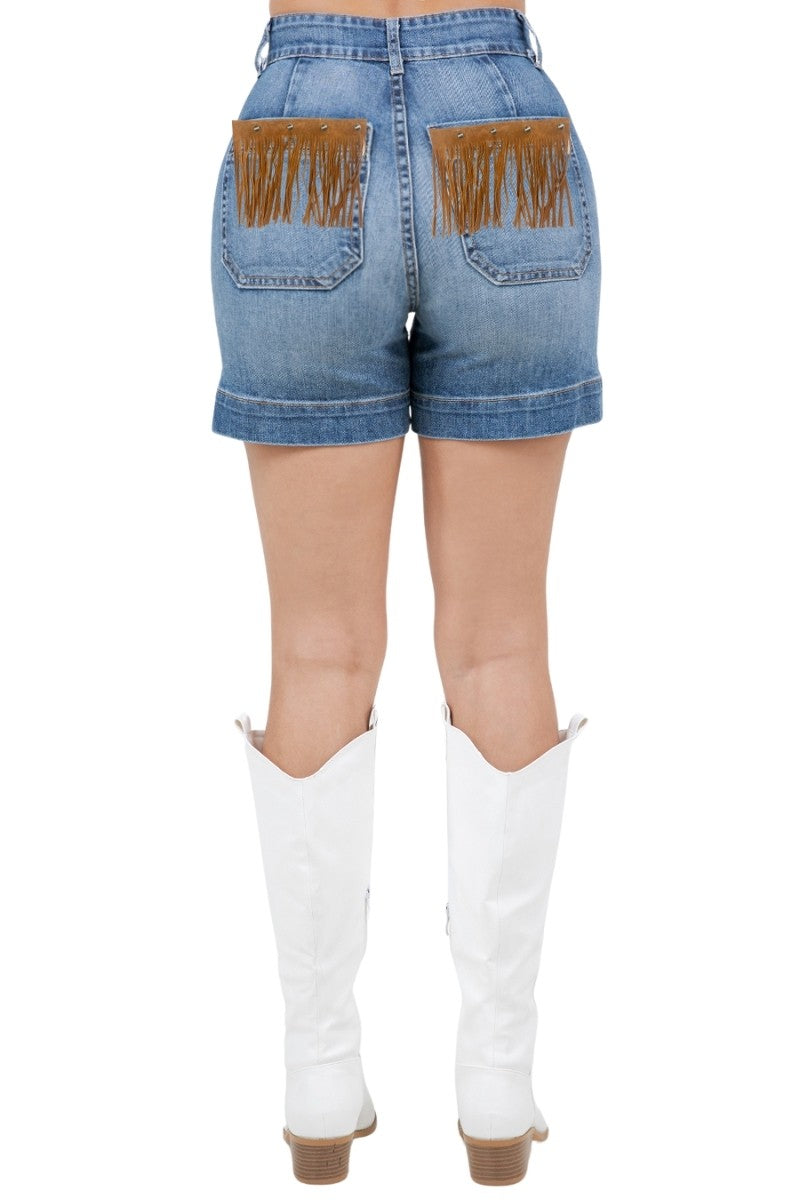 Medium Wash Willow Fringe Short Medium Wash