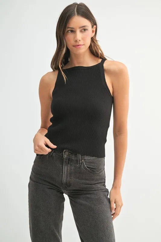 Black Mable Ribbed Knit Tank