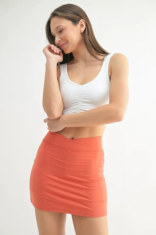 White Mono B Ruched Front Active Tank 1