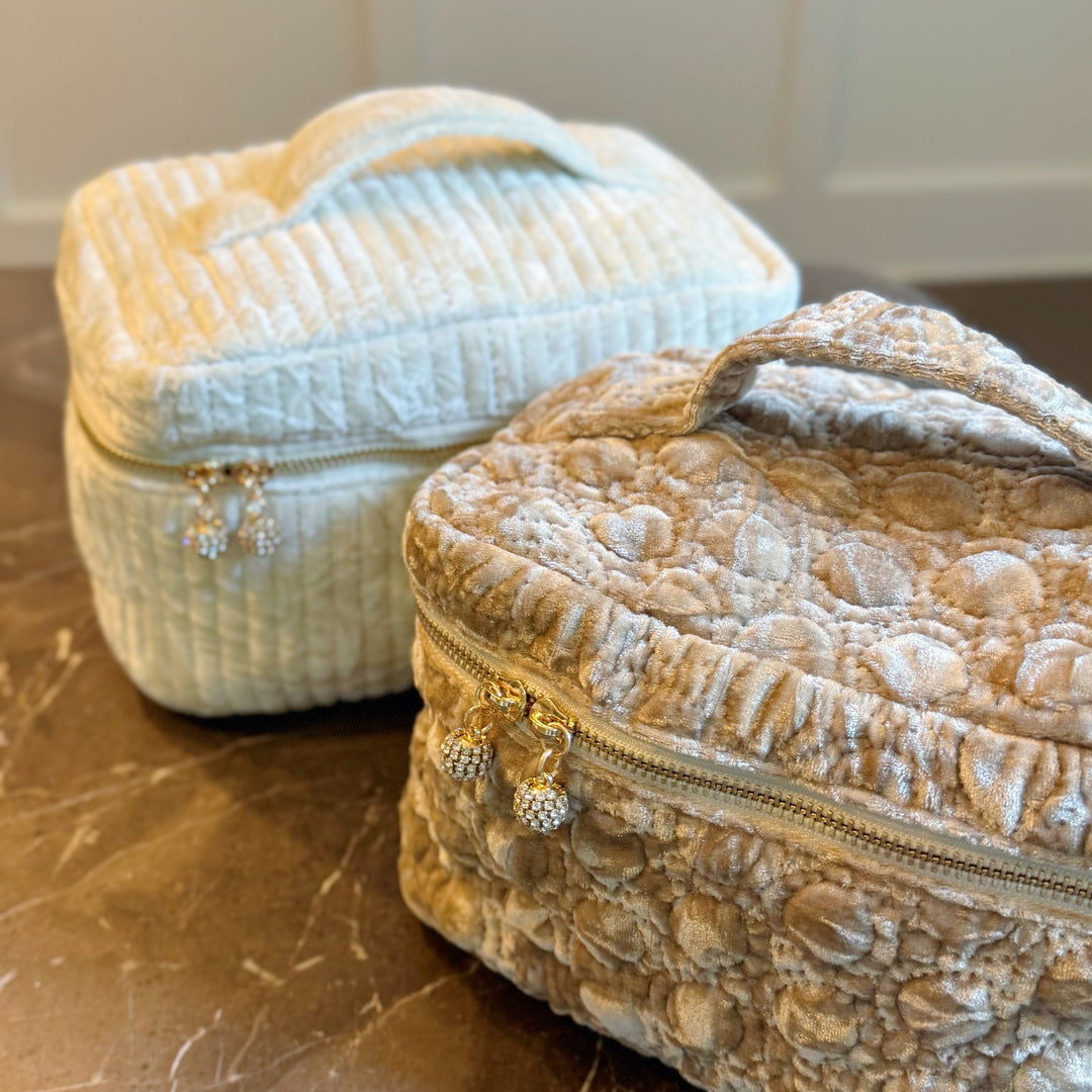 Quilted Velvet Vanity Case Spacious Vintage Insp