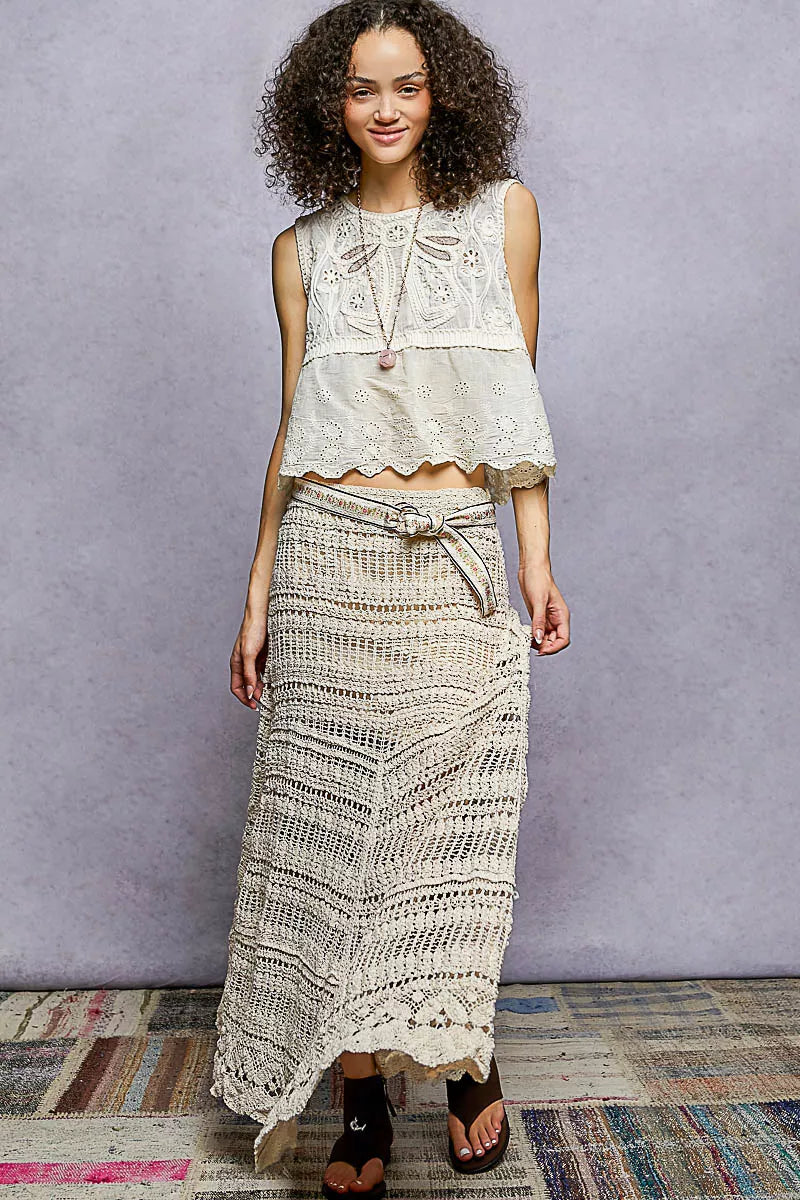 Pol Boho Crochet Knit Maxi Skirt 1