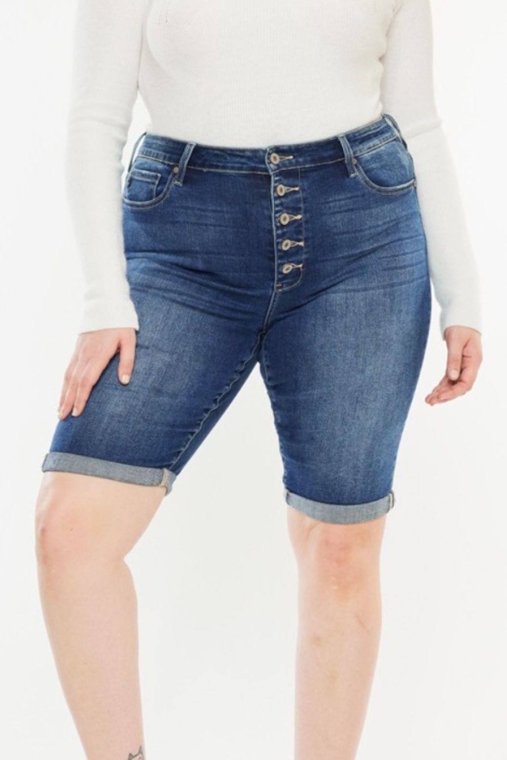 Medium Kancan Full Size Cats Whiskers Button Fly Denim Shorts
