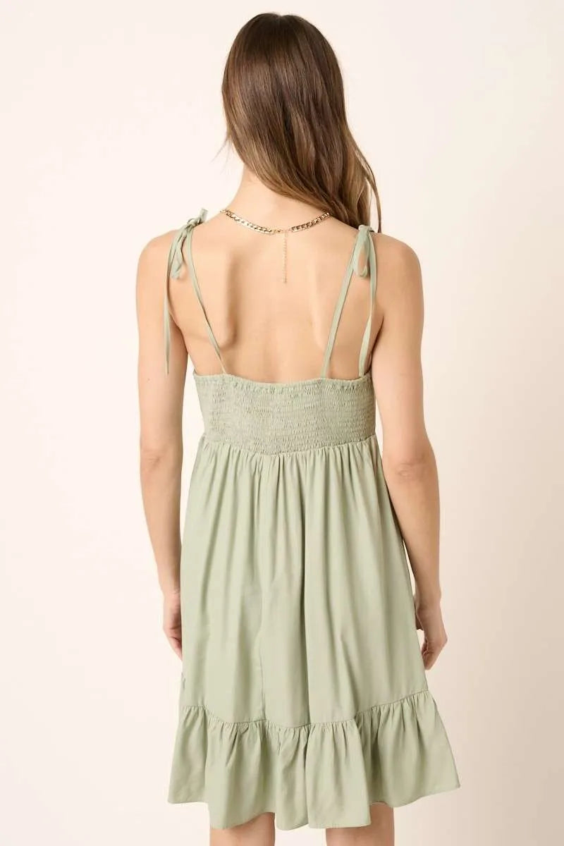 Mittoshop Ruched Detail Spaghetti Tie Mini Dress 2