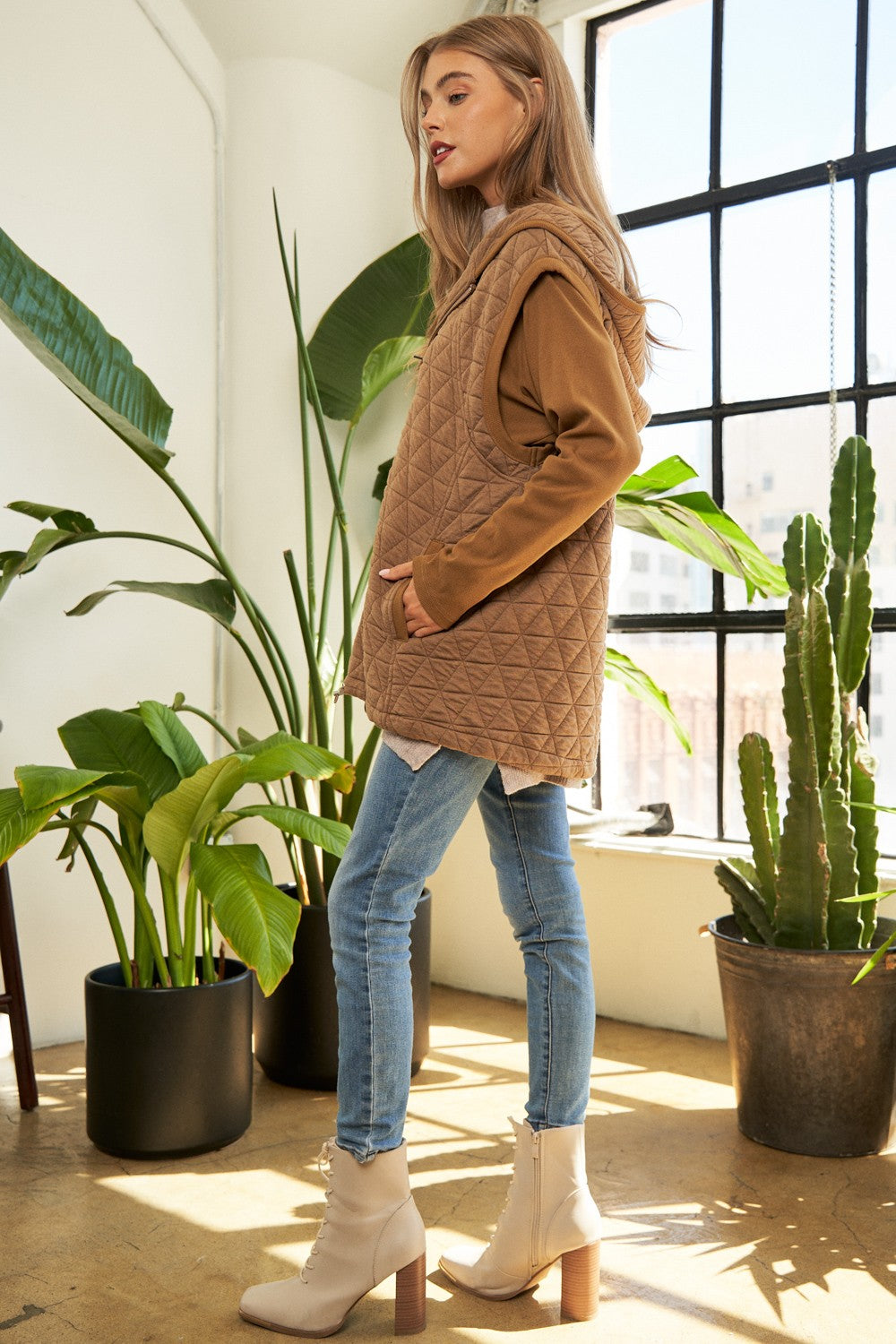 Solid Long Sleeve Zipper Front Hoodie Jacket | Anekay