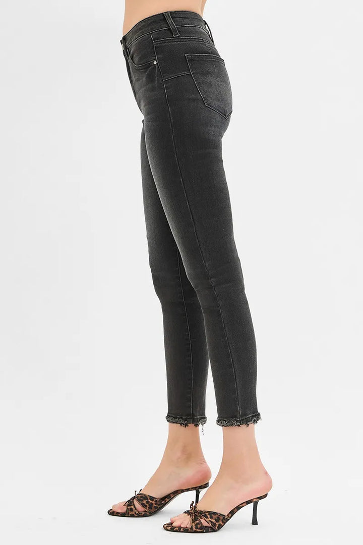 Black Risen Full Size Tummy Control Mid Rise Crop Skinny Jeans Plus Size