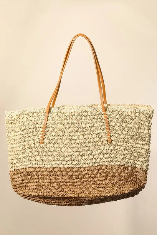 Ta Fame Straw Braided Beach Tote Bag 1