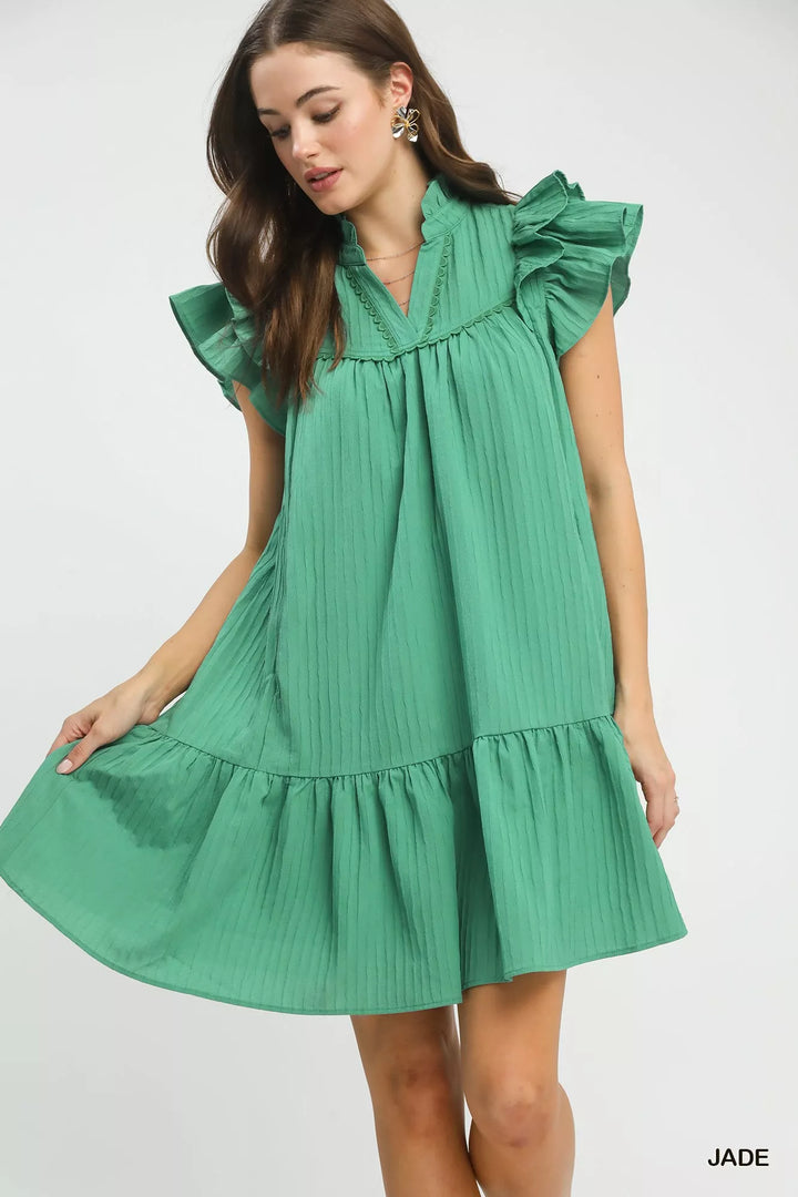 Jade Umgee Flutter Sleeve Tiered Dress