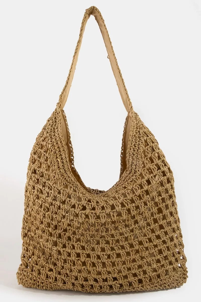 Iv Fame Intricate Straw Weave Large Shoulder Bag