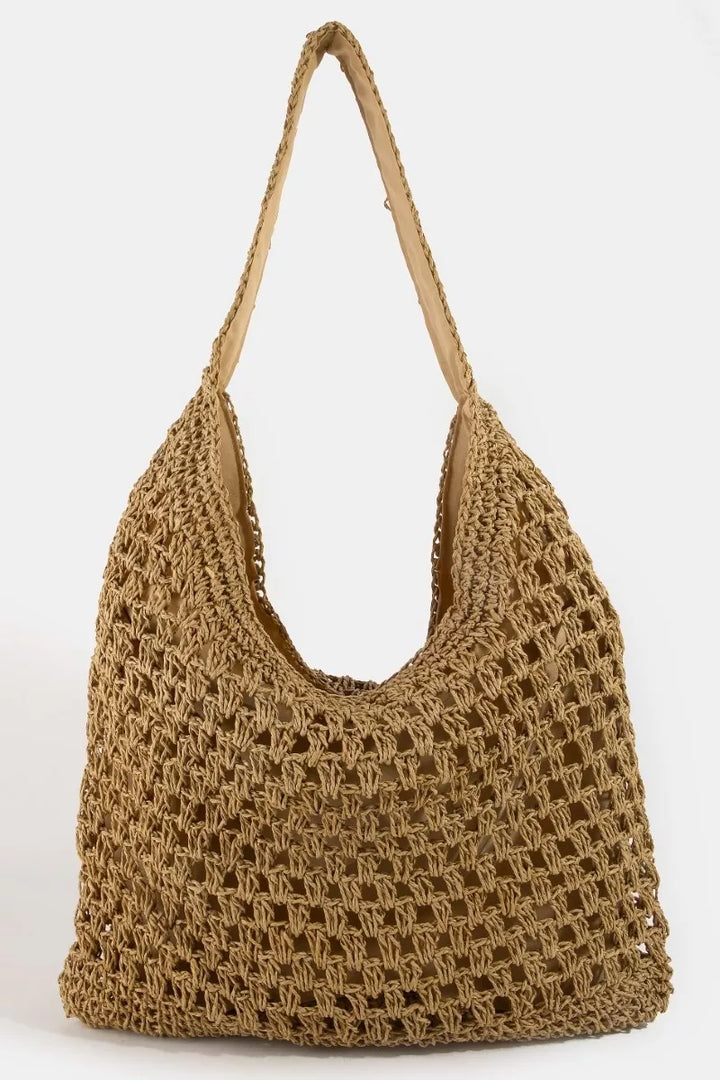Iv Fame Intricate Straw Weave Large Shoulder Bag