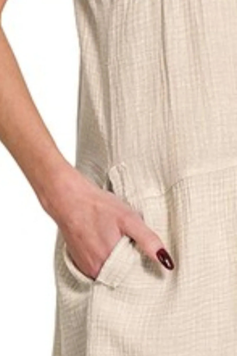 Zenana Washed Double Gauze Raw Edge V Neck Dress